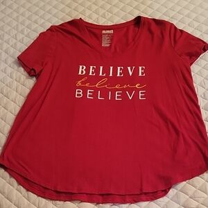 Old Navy Red Graphic V-Neck Tee
